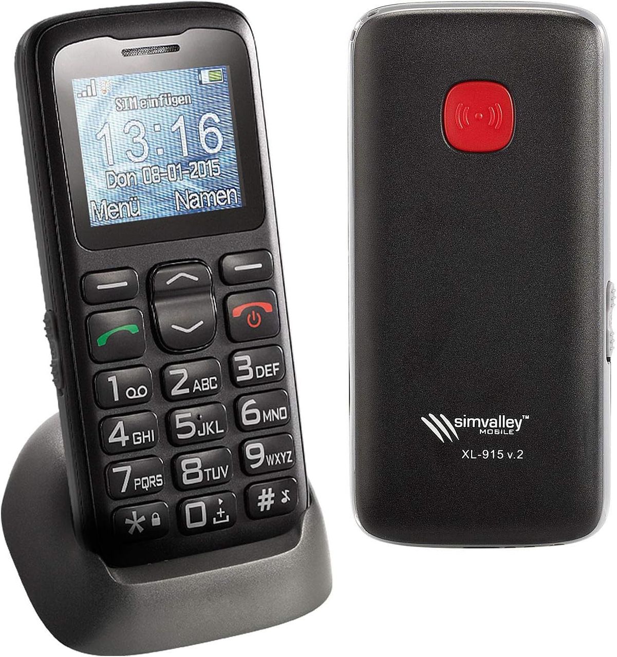 simvalley MOBILE Simvalley Simvalley Mobile XL-915 V2 Senioren- & Notruf-HandyTelefon Seniorenhandy mit Ladestation