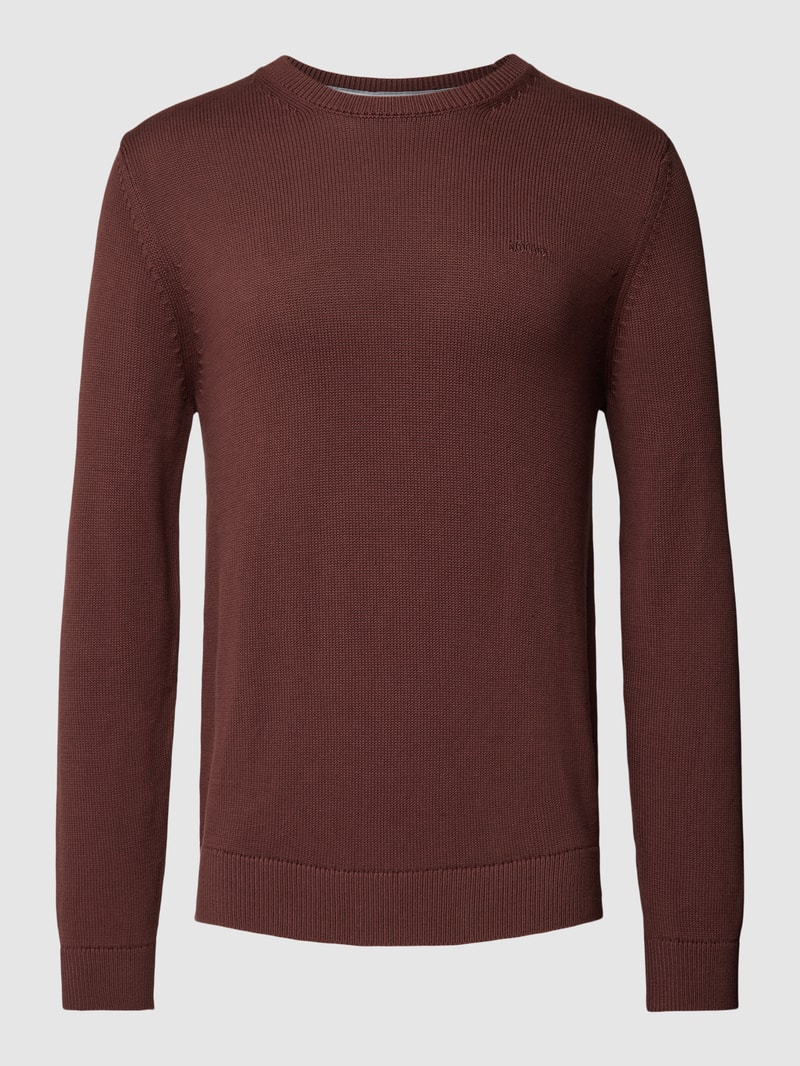 Strickpullover mit Label-Stitching in bordeaux rot