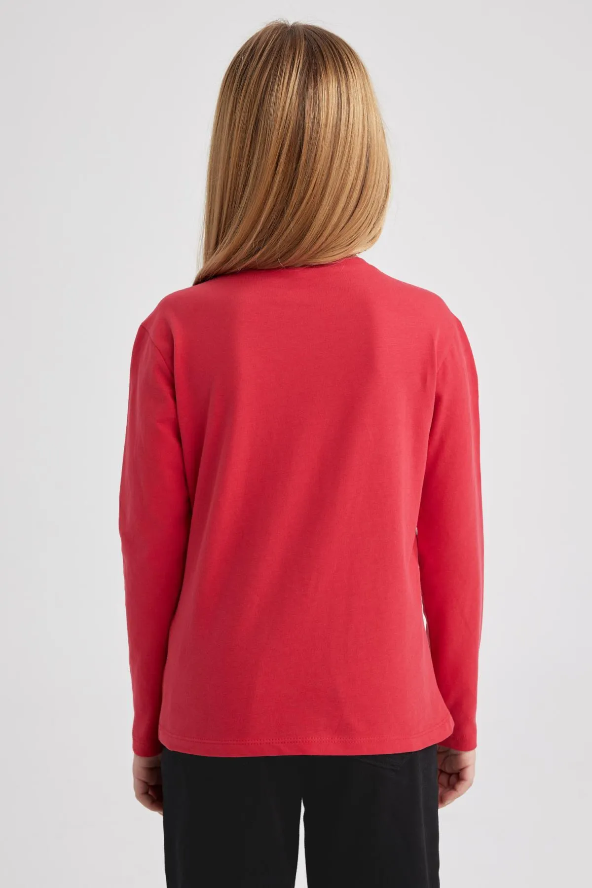 DeFacto  Mädchen T-Shirt mit Rundhalsausschnitt und langen Ärmeln, rot Z4192a623sp