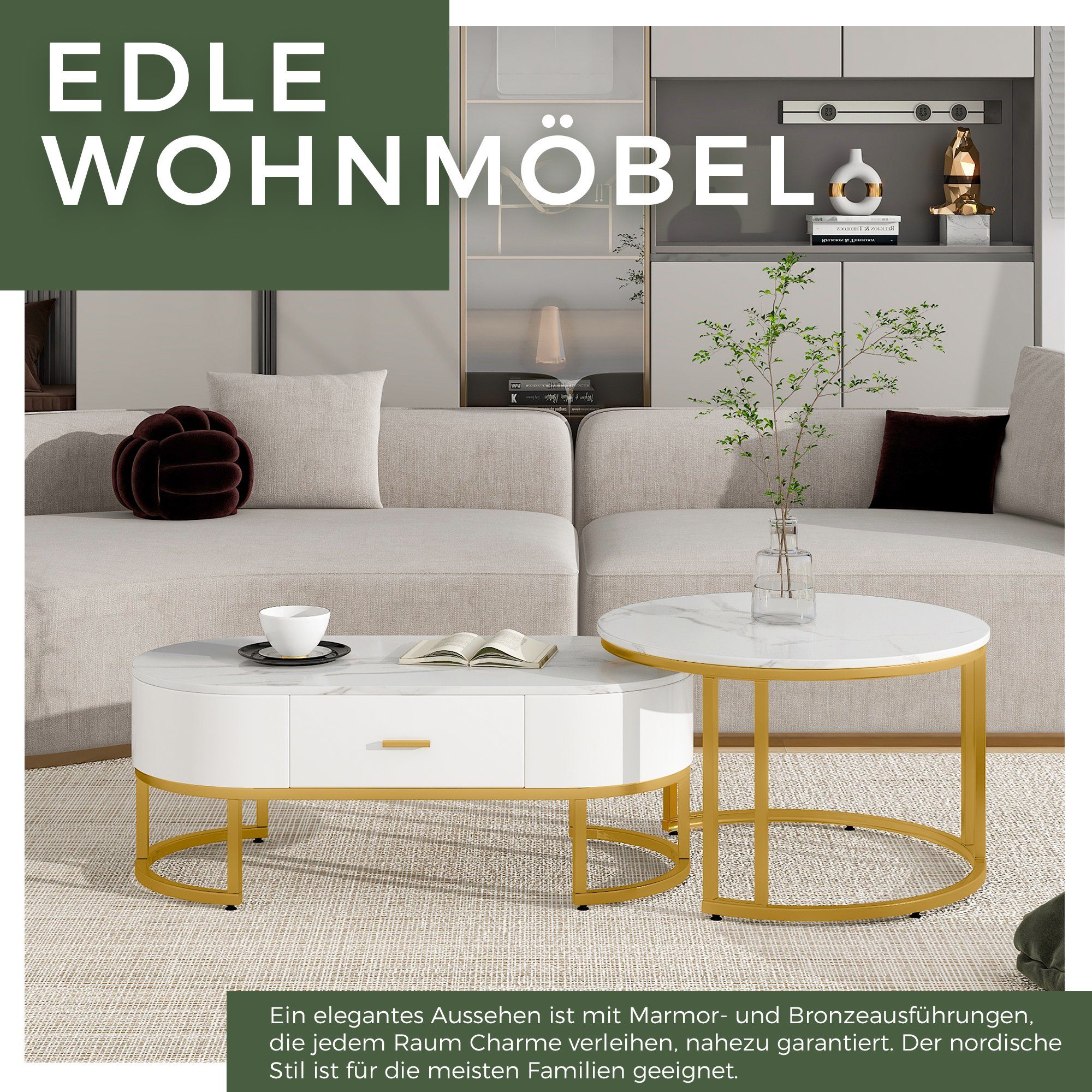 PFCTART Couchtisch Couchtisch 2 Stück Tischgestell Metallic Gold, Eleganter Couchtisch (2-St)