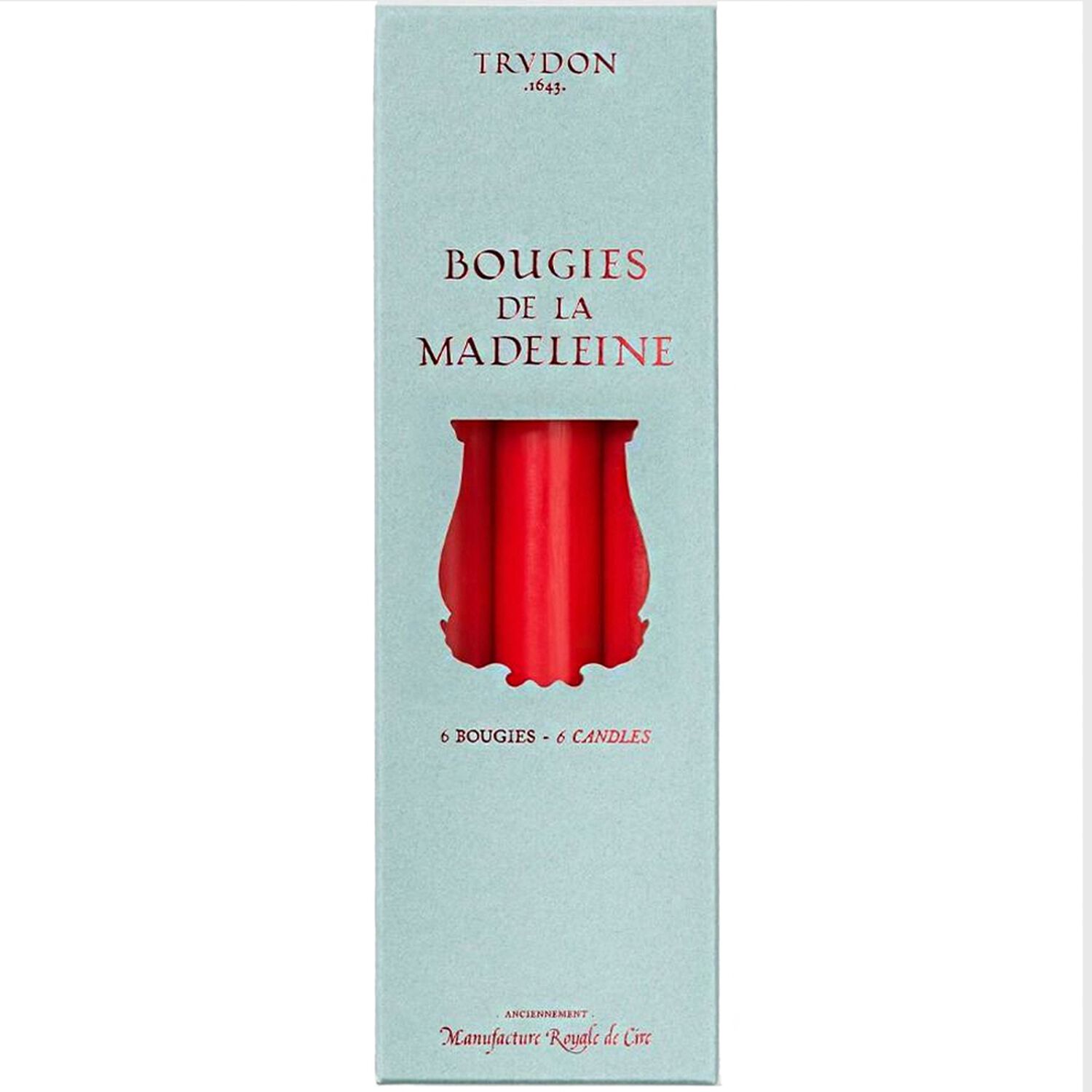 Trudon Bougies de la Madeleine Chandelles Rouge x6