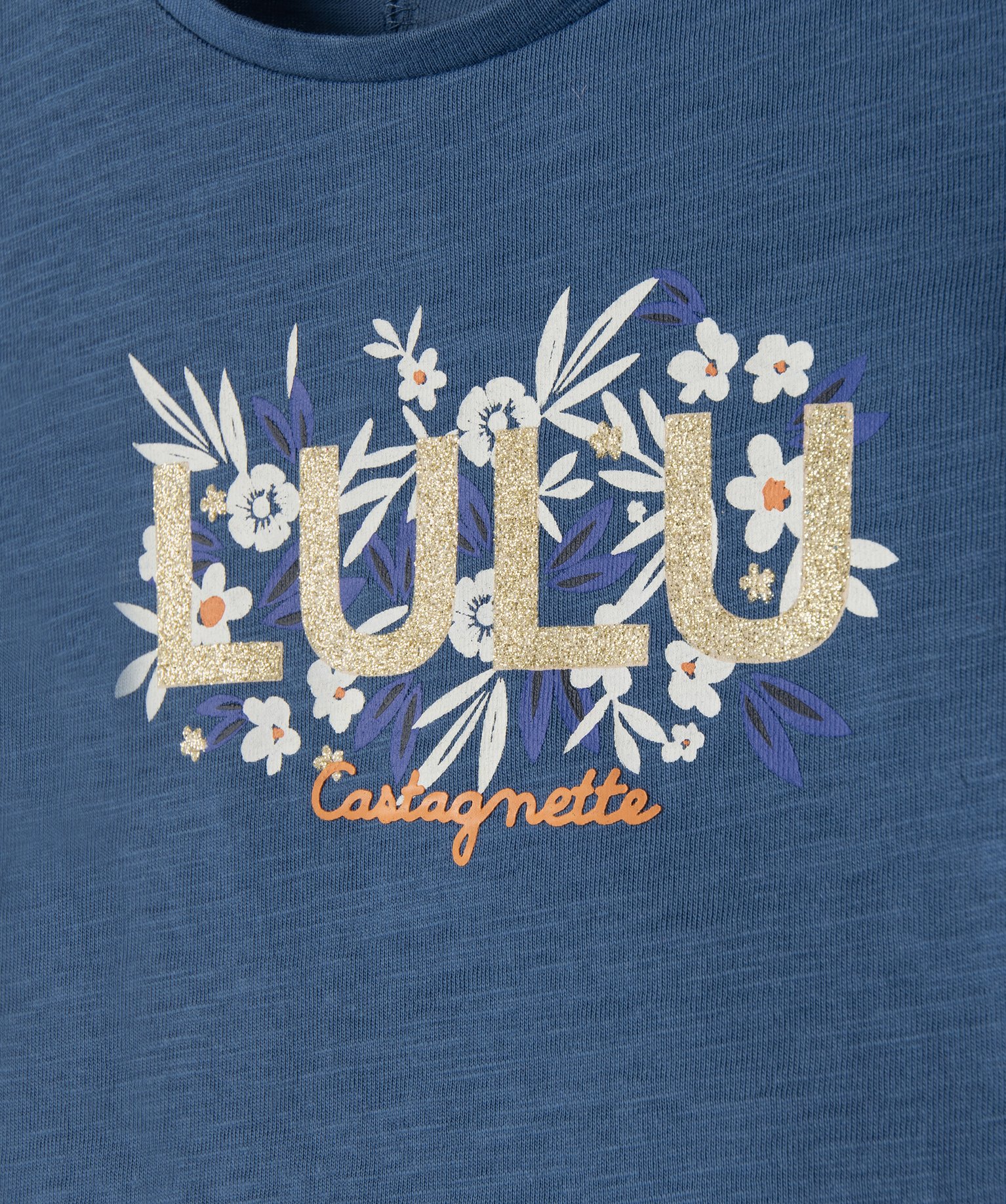 Tee-shirt bébé fille avec manches brodées - LuluCastagnette bleu | GEMO