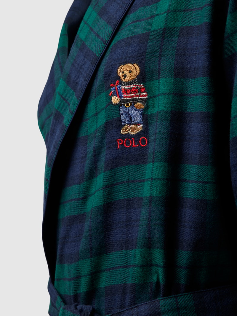 Bademantel mit Tartan-Muster Modell 'HOLIDAY BEAR' in dunkelgrün