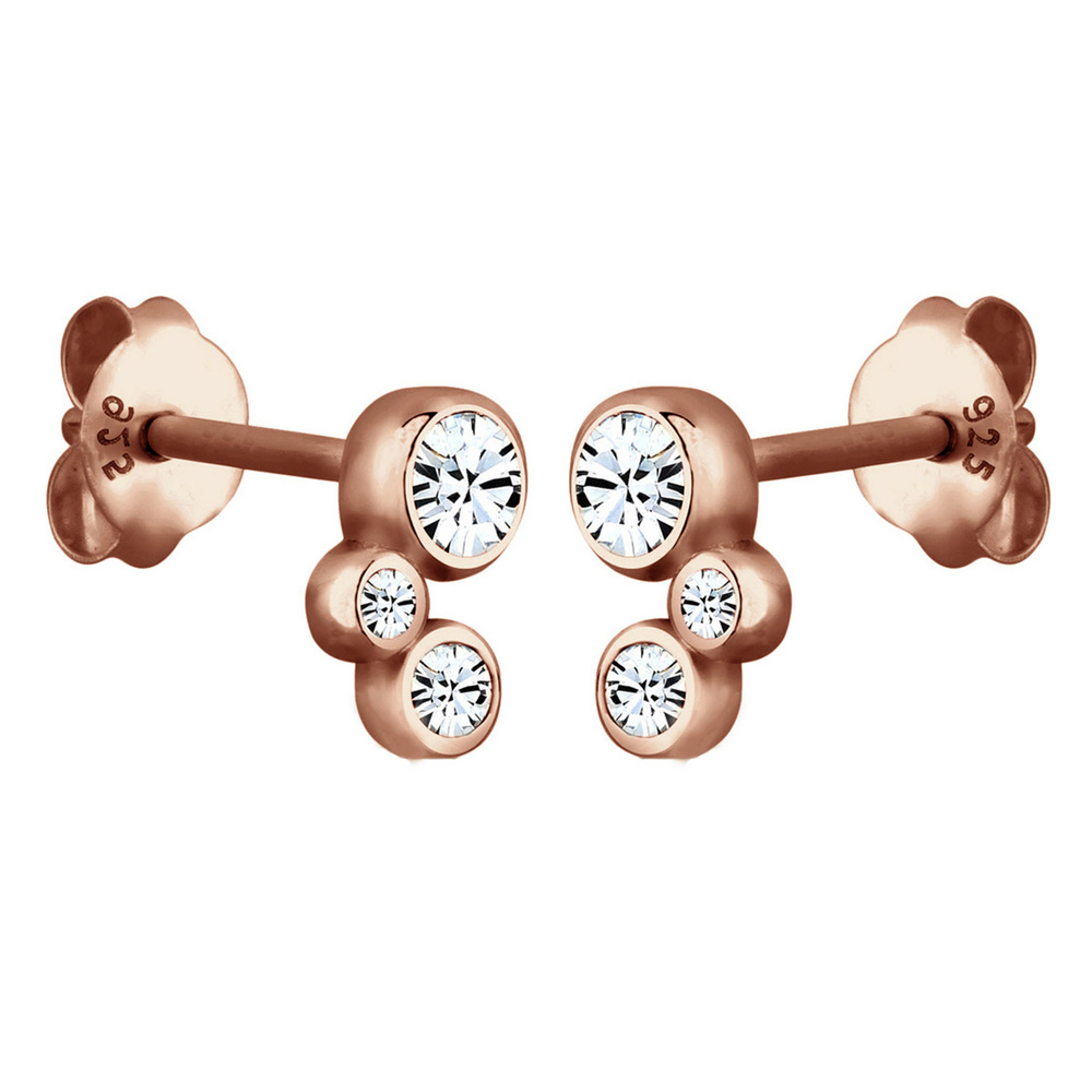 Elli Elli Boucles d'Oreilles Bouchon Geo pour Femmes avec Cristaux en Argent Sterling  Boucles d'oreilles