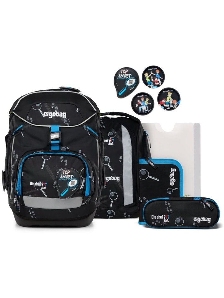 Ergobag Schulrucksack Set 6-tlg. Die drei Fragezeichen Kids Bärdektiv 2025 in schwarz günstig kaufen onesize