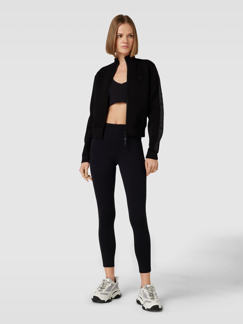 Sweatjacke mit Label-Applikation Modell 'NEW ALLIE' in schwarz