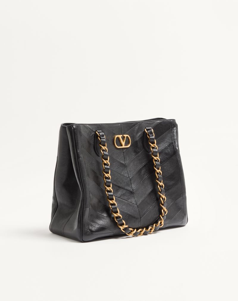 Bolsa Valentino Garavani Laseine Shopping Bag em Nappa com Estampa Chevron