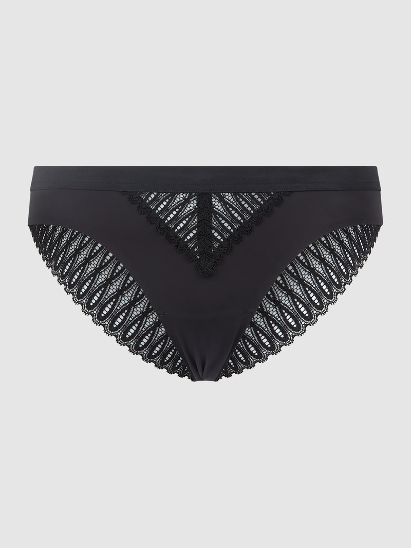 String mit Kontrasteinsatz Modell 'Aura' in schwarz