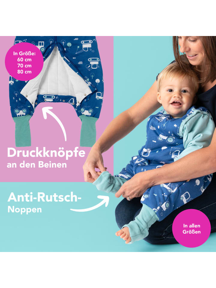 Schlummersack Schlafsack mit Füßen und umklappbaren Bündchen, 2.5 TOG in Weiß günstig kaufen 86/92
