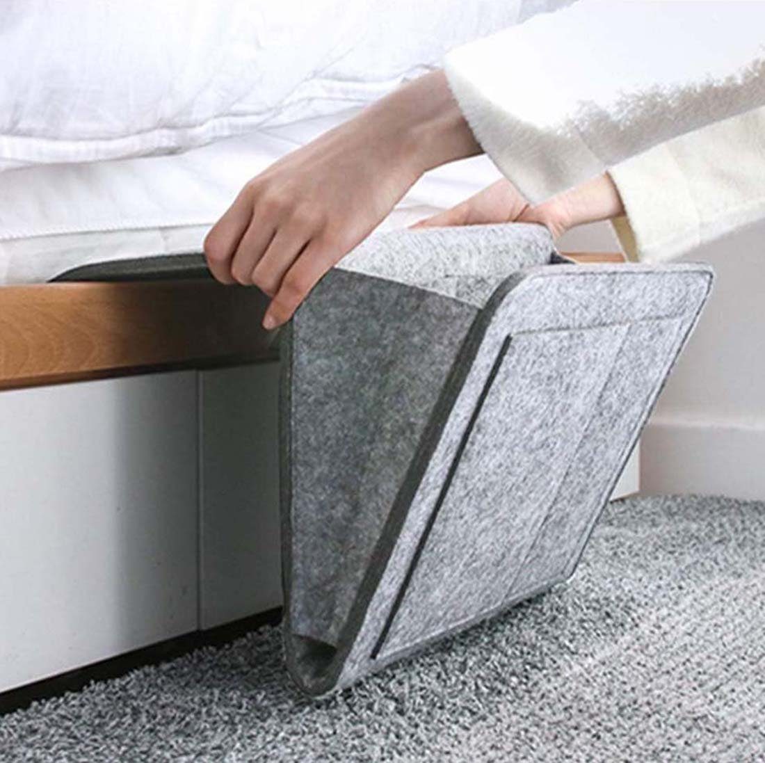 DRSEON Betttasche Anti -Slip -Aufbewahrungstasche dicker Filz am Nachtnetz -Tischtasche