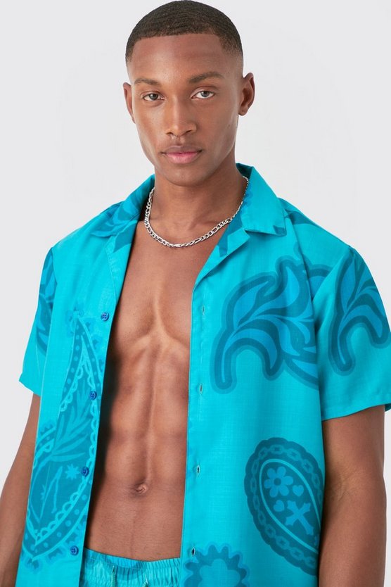 Regular Hemd & Badehose mit Paisley-Print