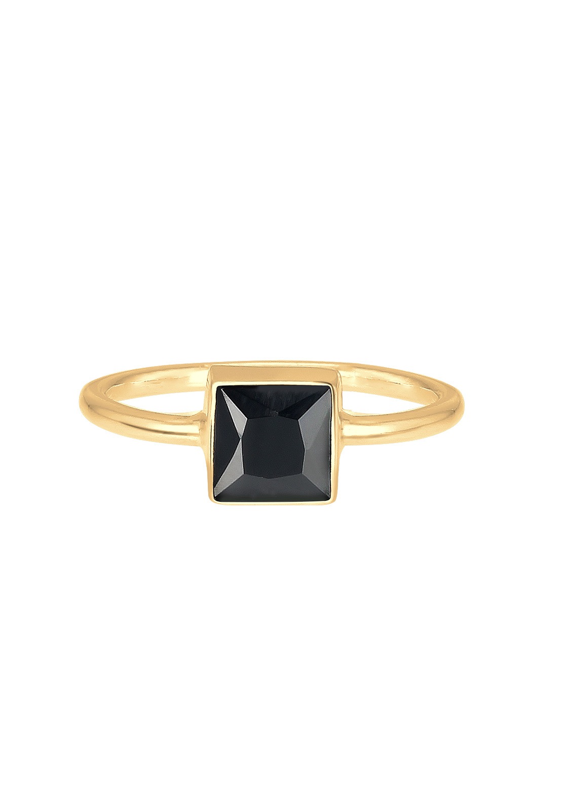 Elli Elli Ring Bandring Viereck Geo Zirkonia 925 Silber vergoldet