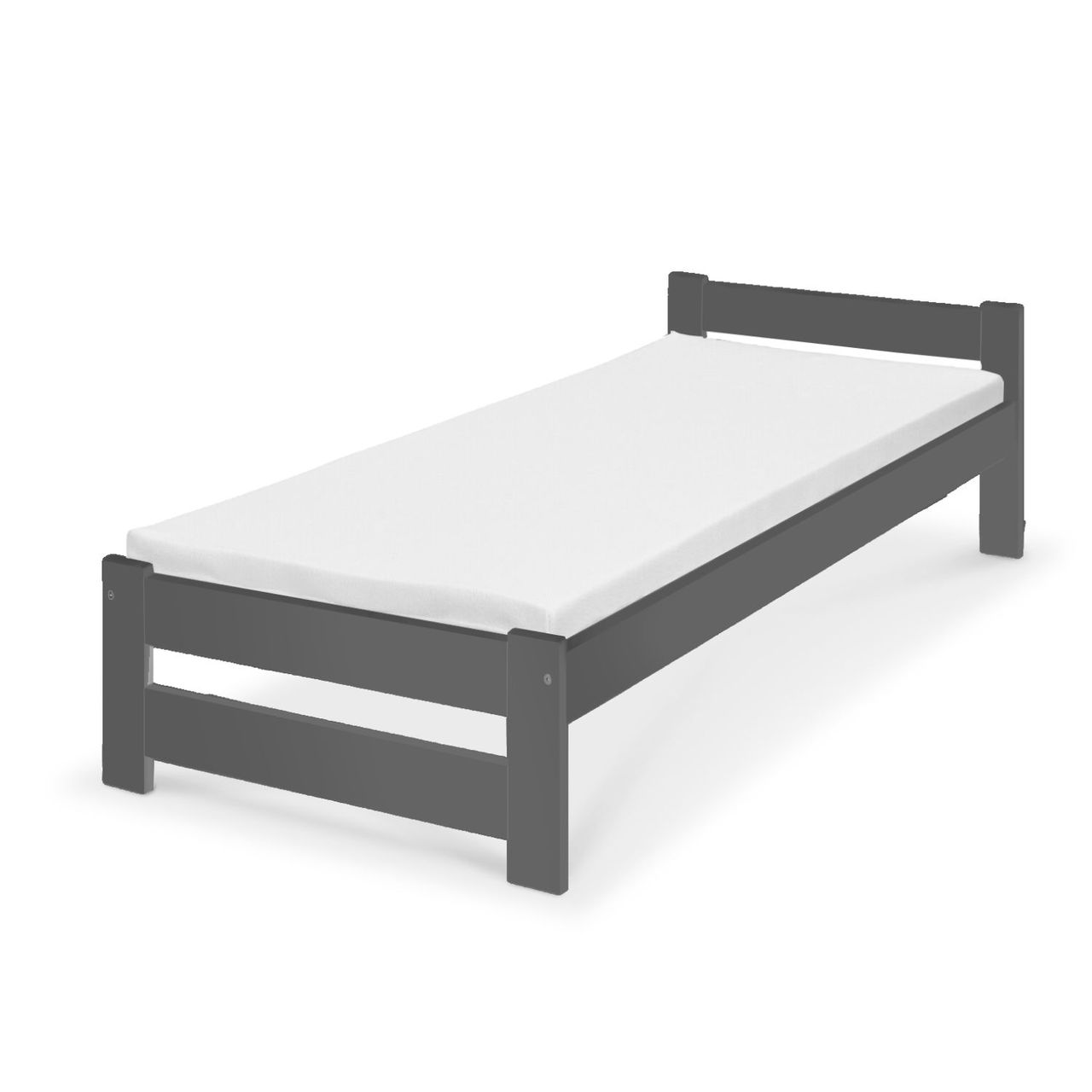 Coemo Bett Classico Holzbett Bettgestell mit Lattenrost Massivholz Kiefer 80 x 200 cm anthrazit