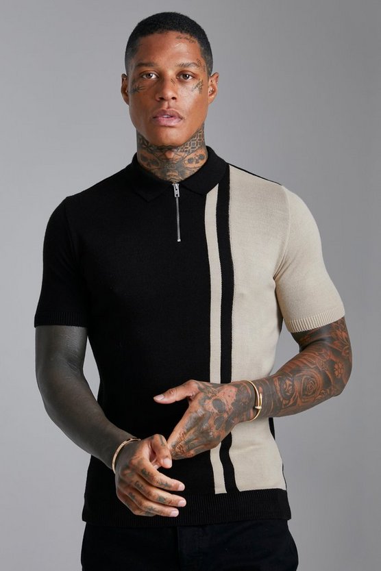 Kurzärmliges Colorblock Poloshirt