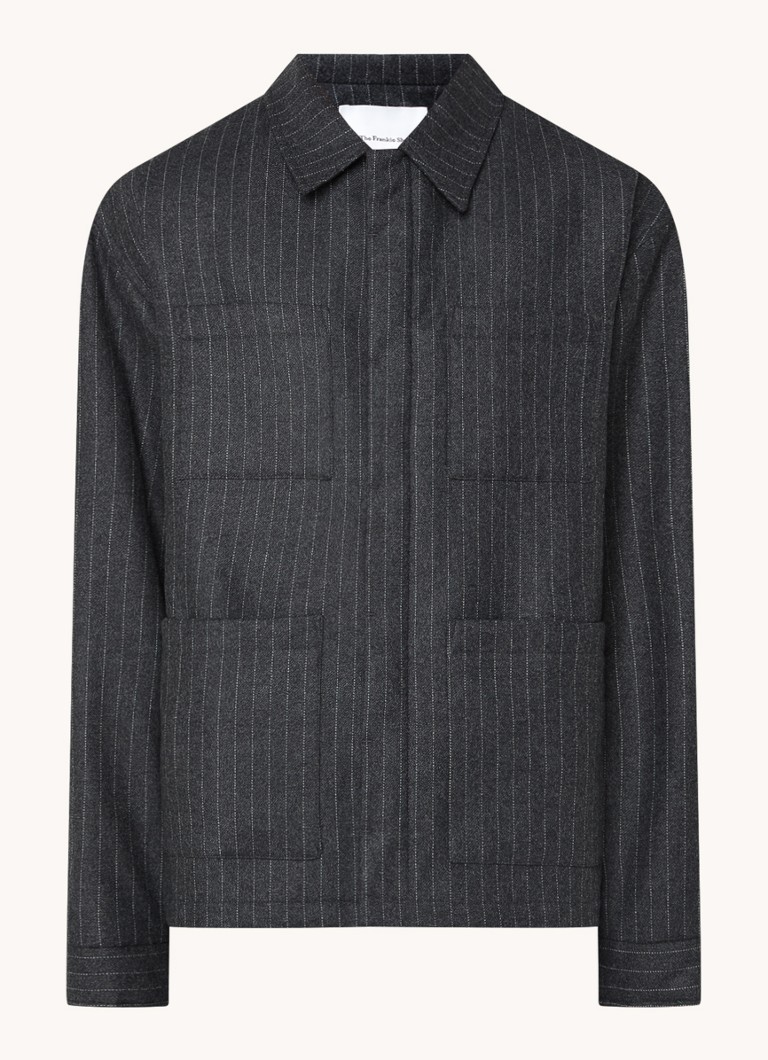 The Frankie Shop Mason jacket in wool blend with pinstripe and patch pockets