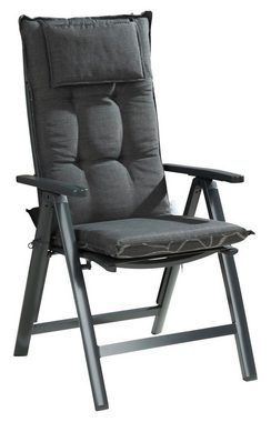GO-DE Hochlehnerauflage SASILLAS, B 50 x L 120 cm, Grau, 6er Set, (Set, 6 St), Gartenstuhlauflagen für Hochlehnstühle