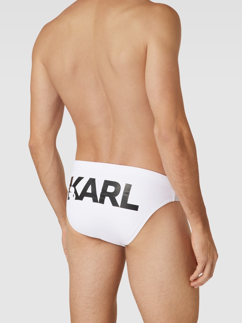 Badehose mit Label-Print in weiß