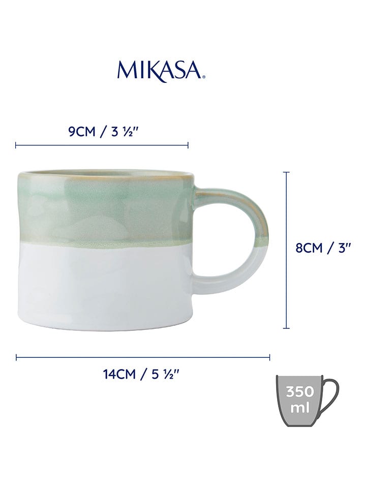 Mikasa 2er-Set: Tassen in Grün/ Weiß - 350 ml günstig kaufen onesize