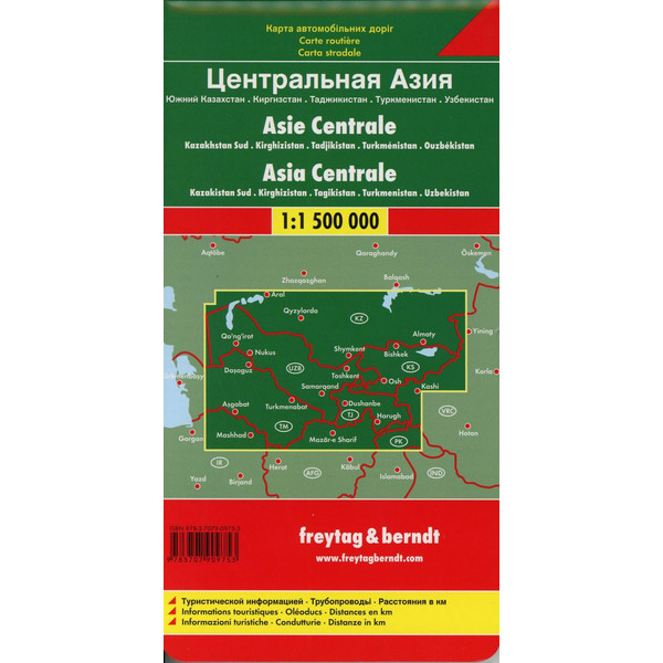 Zentralasien - Kasachstan Süd - Kirgisistan - Tadschikistan -Turkmenistan - Usbekistan 1 : 1.500.000  Autokarte - Straßenkarte