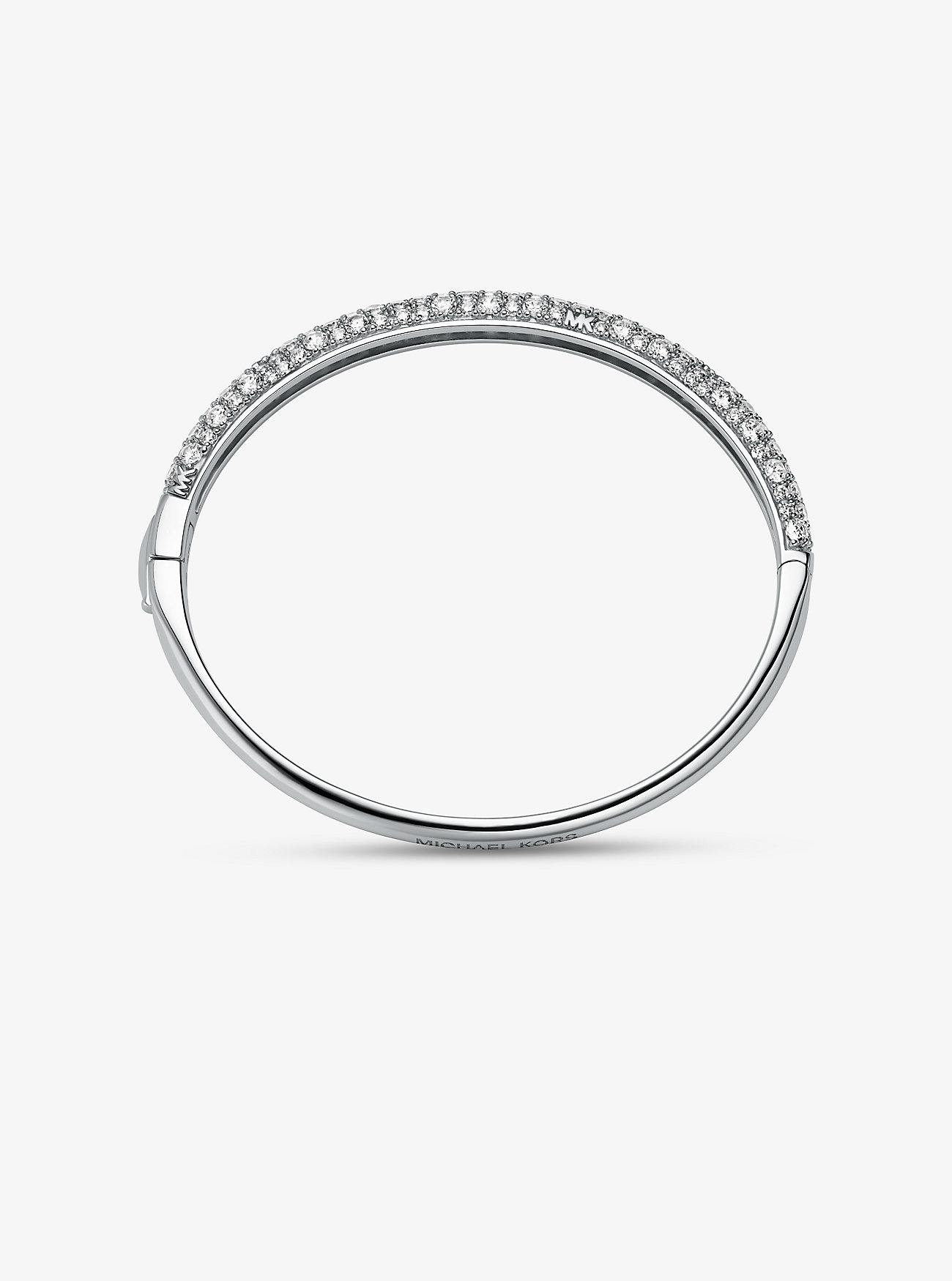 Precious Metal-Plated Sterling Silver Pavé Bangle - SILVER