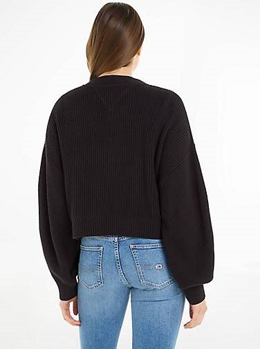 TOMMY-JEANS Damen Strickjacke TJW ESSENTIAL BADGE
