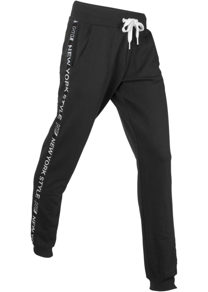 Sweathose mit Bündchen und Statement-Druck