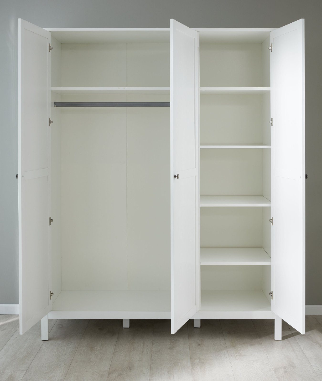 trendteam Jugendzimmer-Set Ole, (Komplett-Set, 4-St., mit XXL-Kleiderschrank, Schreibtisch, Bett und Nachttisch), in weiß, Landhaus modern