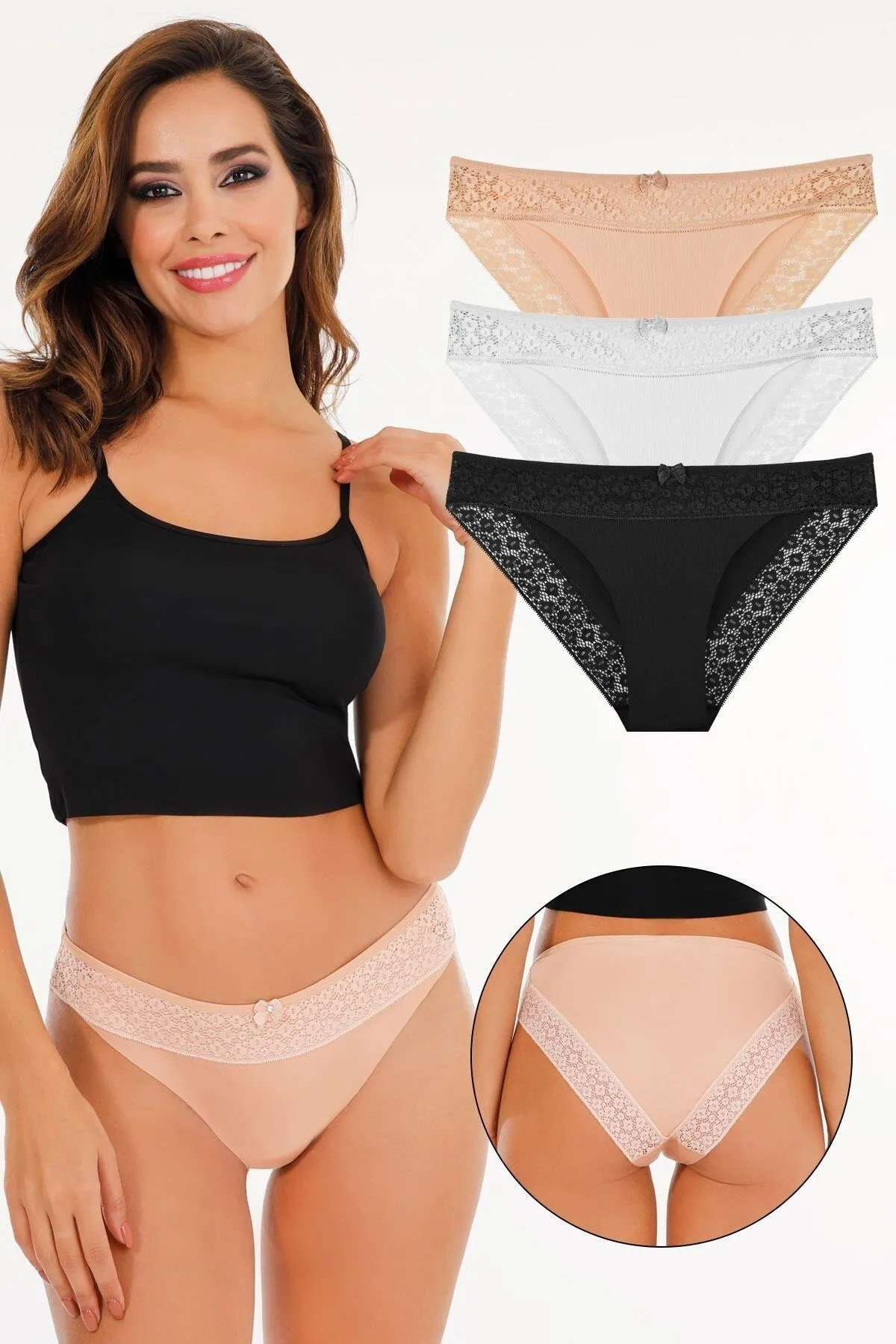 Sensu  Lasergeschnittene Spitzen-Slip-Höschen für Damen im 3er-Pack - Kts3101