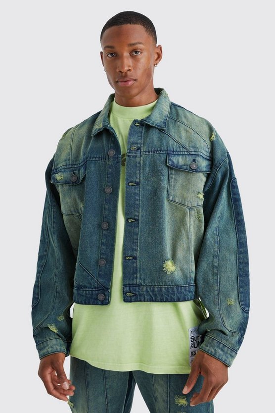 Kastige getönte Jeansjacke