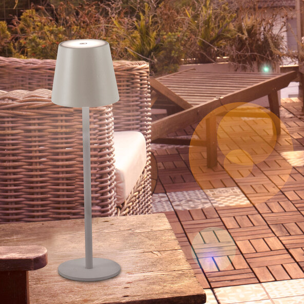 LED-Akku-Tischleuchte Buria, 2er Set, greige