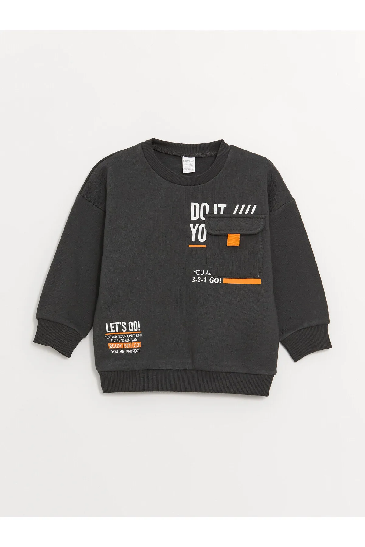 LC Waikiki  Bedrucktes, langärmliges Baby-Sweatshirt und Jogginghose mit Rundhalsausschnitt, 2-teiliges Set