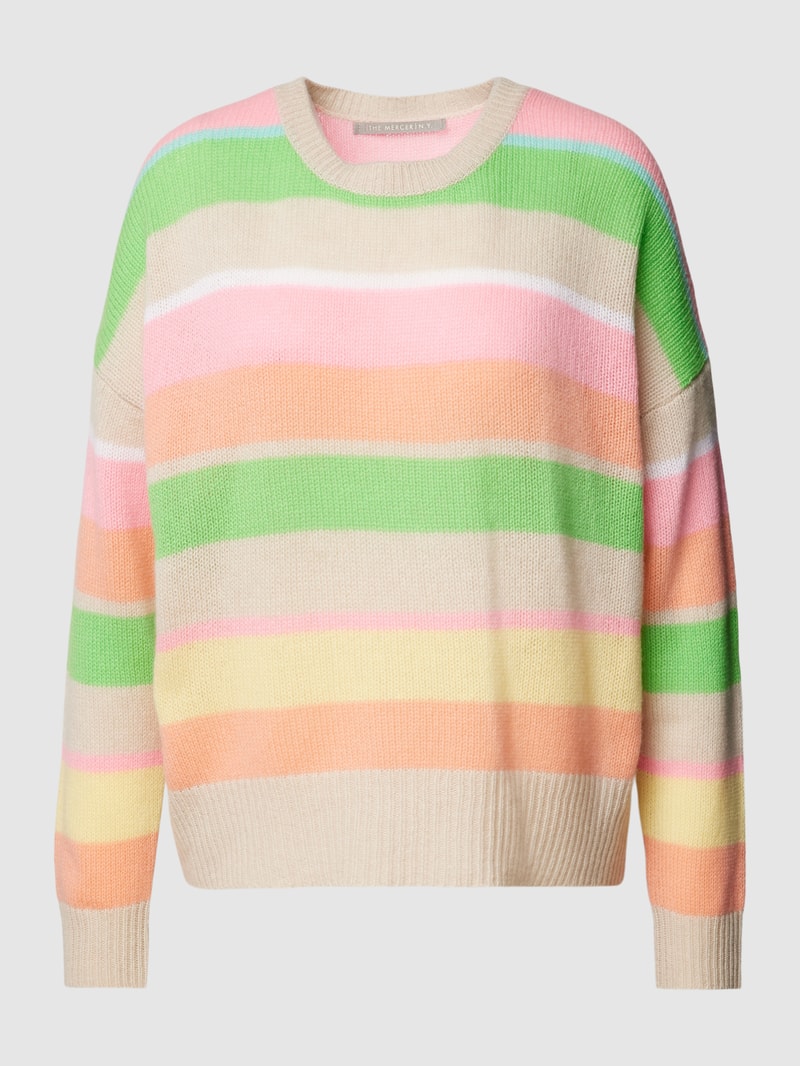Strickpullover mit Streifenmuster in hellgrün