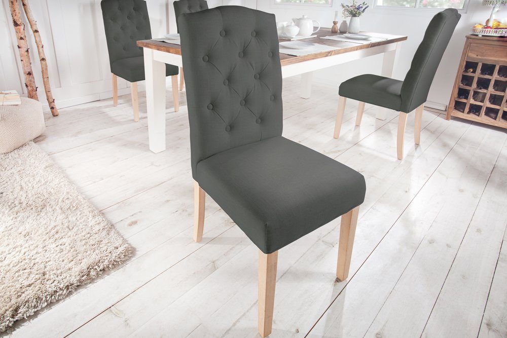 riess-ambiente Polsterstuhl CASTLE grau (Einzelartikel, 1 St), Esszimmer · Stoff · Massivholz · Landhausstil