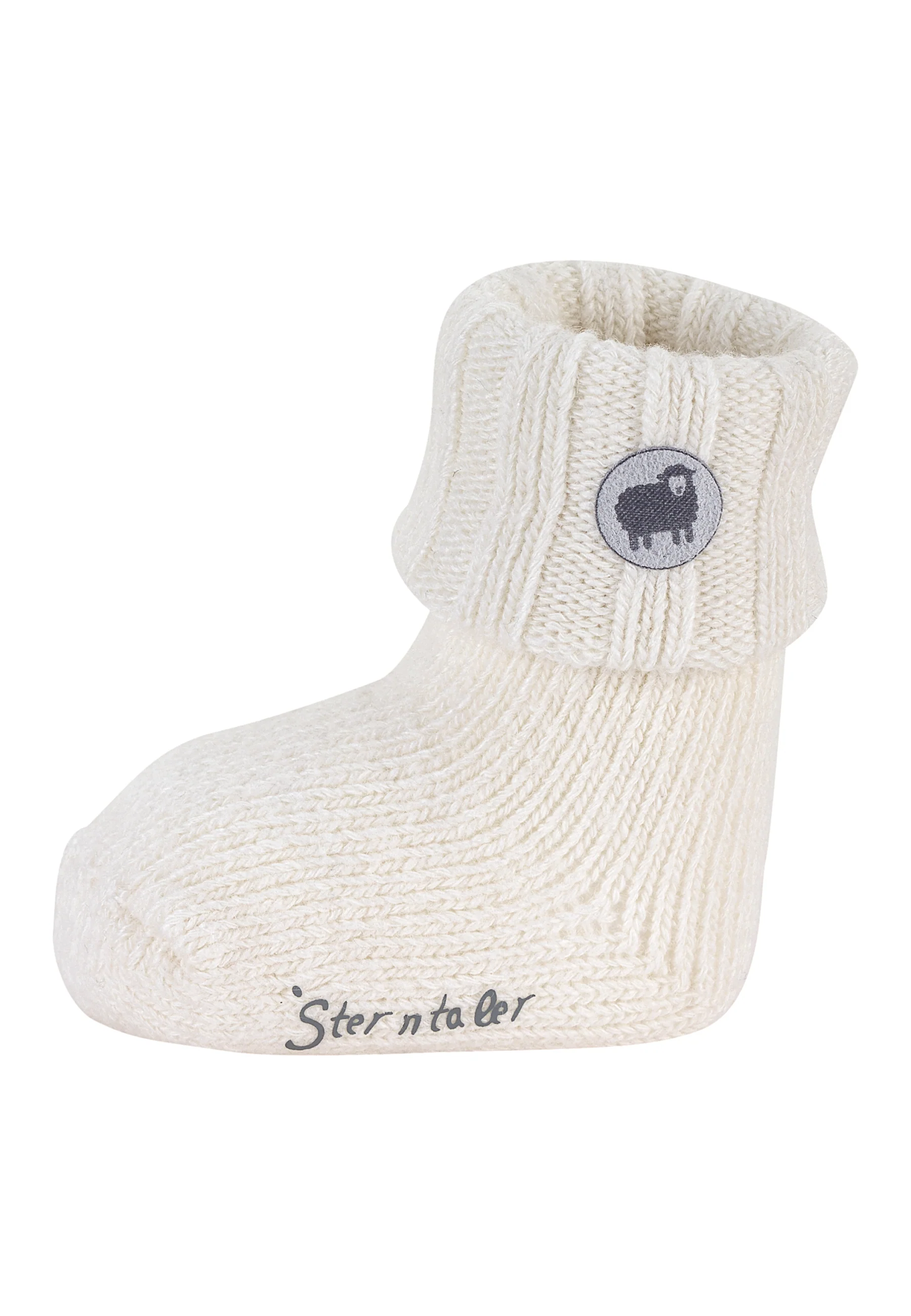 Babysocken uni, mit Wolle und Applikation Schaf