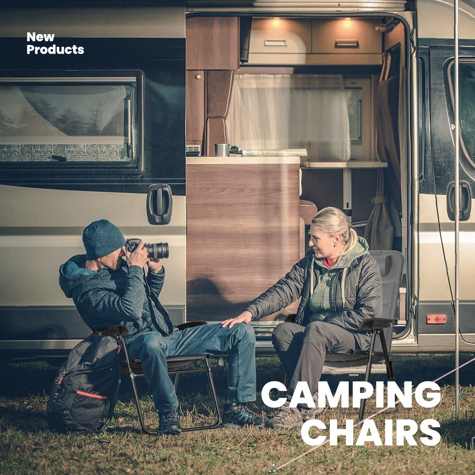 HOMECALL Campingstuhl Gartenstuhl Anglerstuhl Faltsessel Klappstuhl für Wohnwagen Outdoors (Textilene gepolstert mit Quick-Dry-Schaum), 5 fach Verstellbarer Rückenlehne, Hochlehner, Wasserdicht und Atmungsaktiv