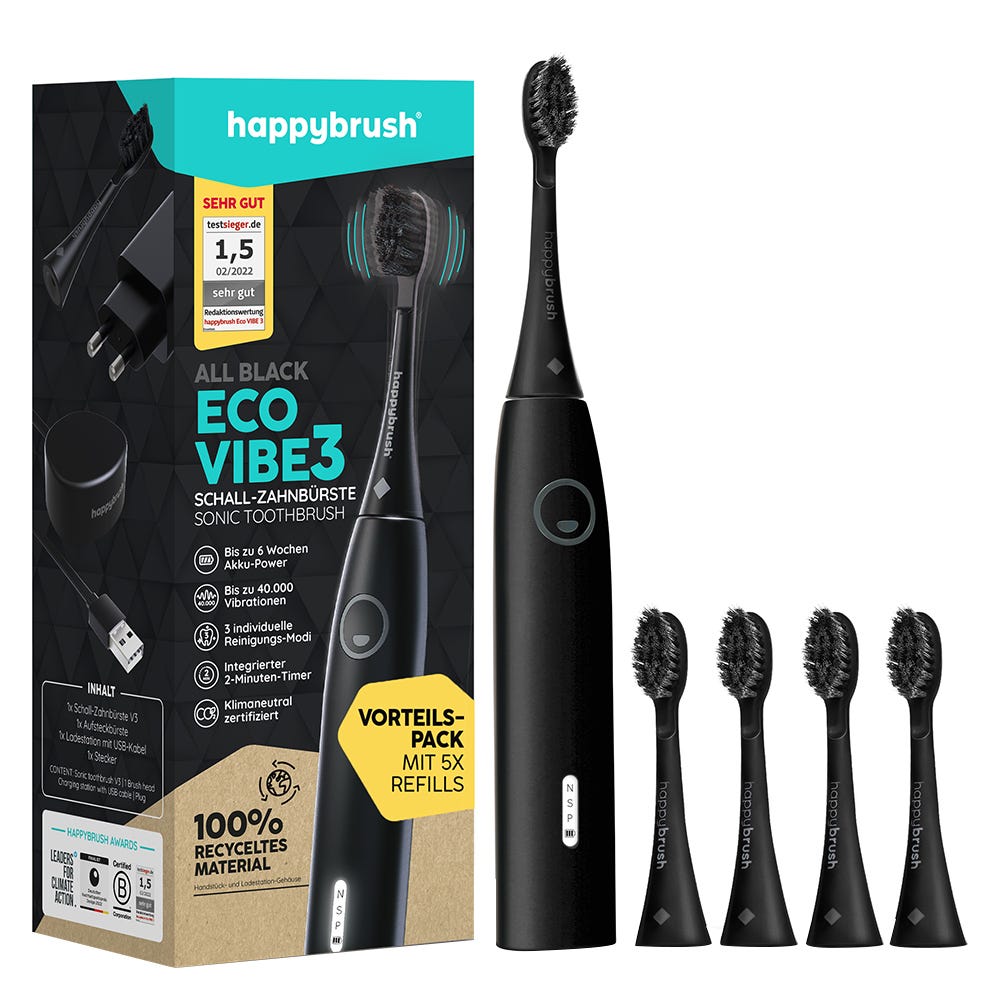 Happybrush StarterKit V3 allBlack + 4 Refills