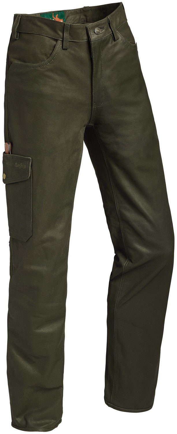 La Chasse® Lederhose Jagd Lederhose aus Büffelleder mit Beintasche Herren strapazierfähig