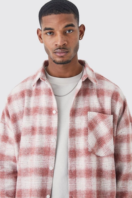 Tall langärmliges kariertes Oversize Overshirt