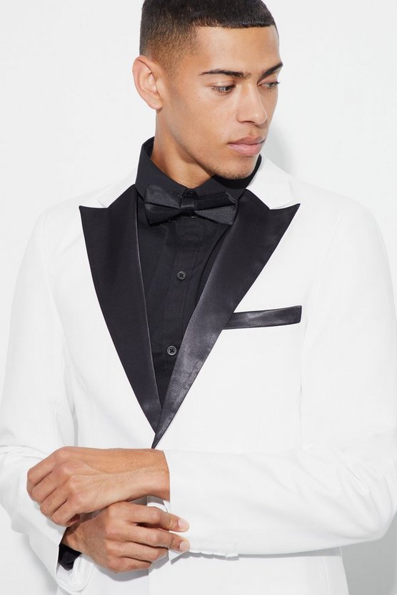 Slim-Fit Smoking-Jacke mit Satin-Revers