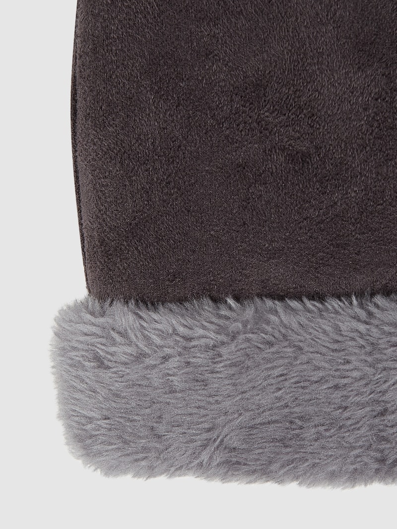 Fäußtlinge in Shearling-Optik in anthrazit meliert