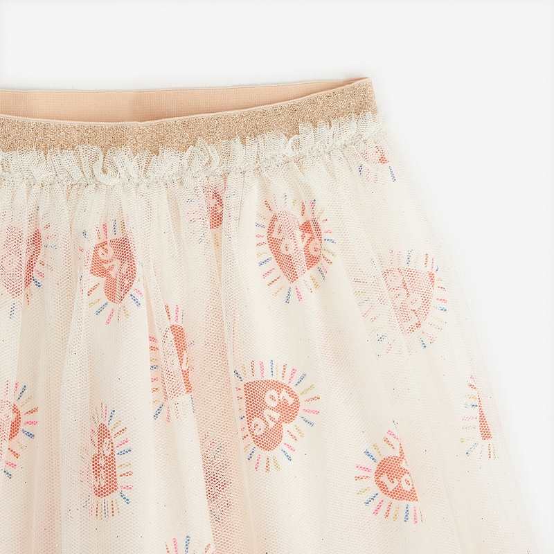 Jupon à coeurs fille en tulle beige Catimini