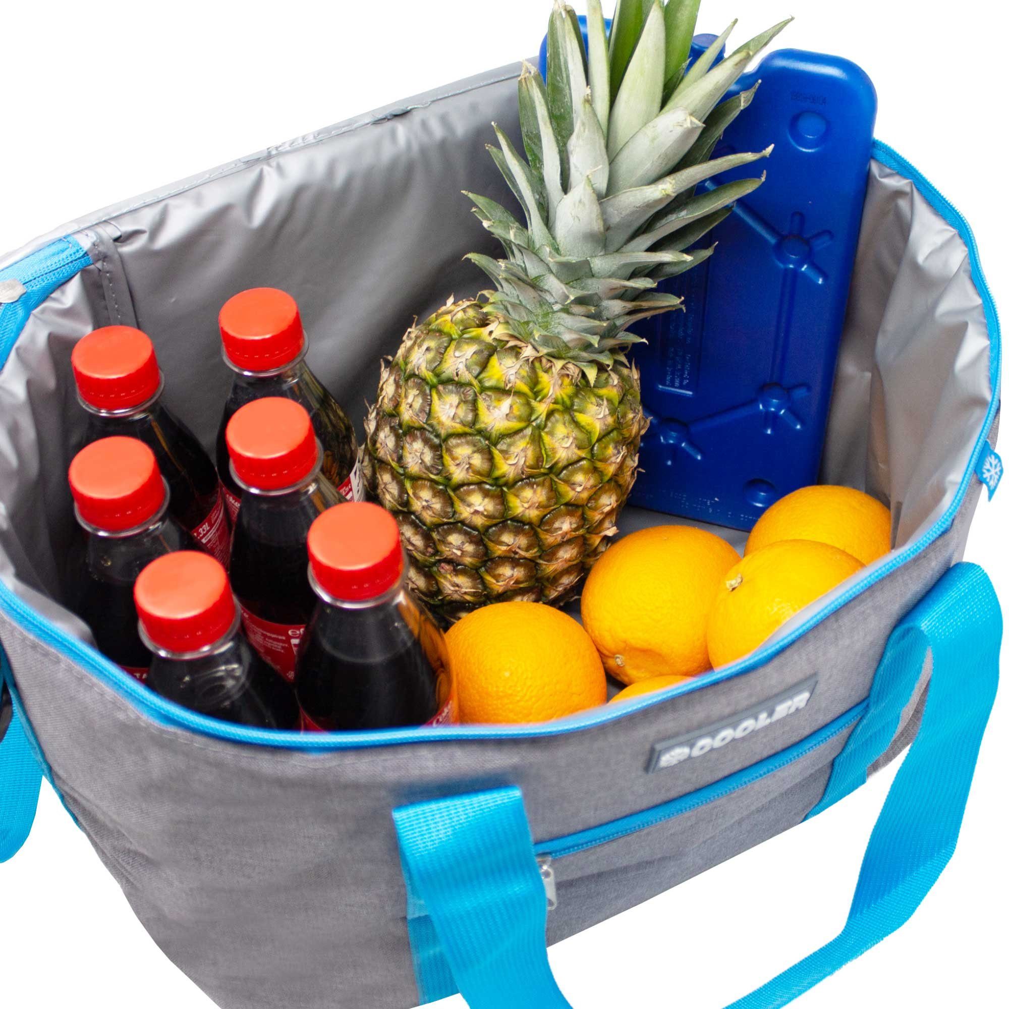 ToCi Kühltasche 14 L Kühltasche Campingtasche Picknick Tasche Grau + 6x 200ml Kühlakku