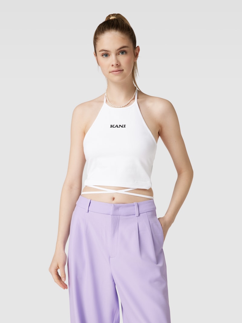 Crop Top mit Neckholder Modell 'SMALL RETRO LACE' in weiss