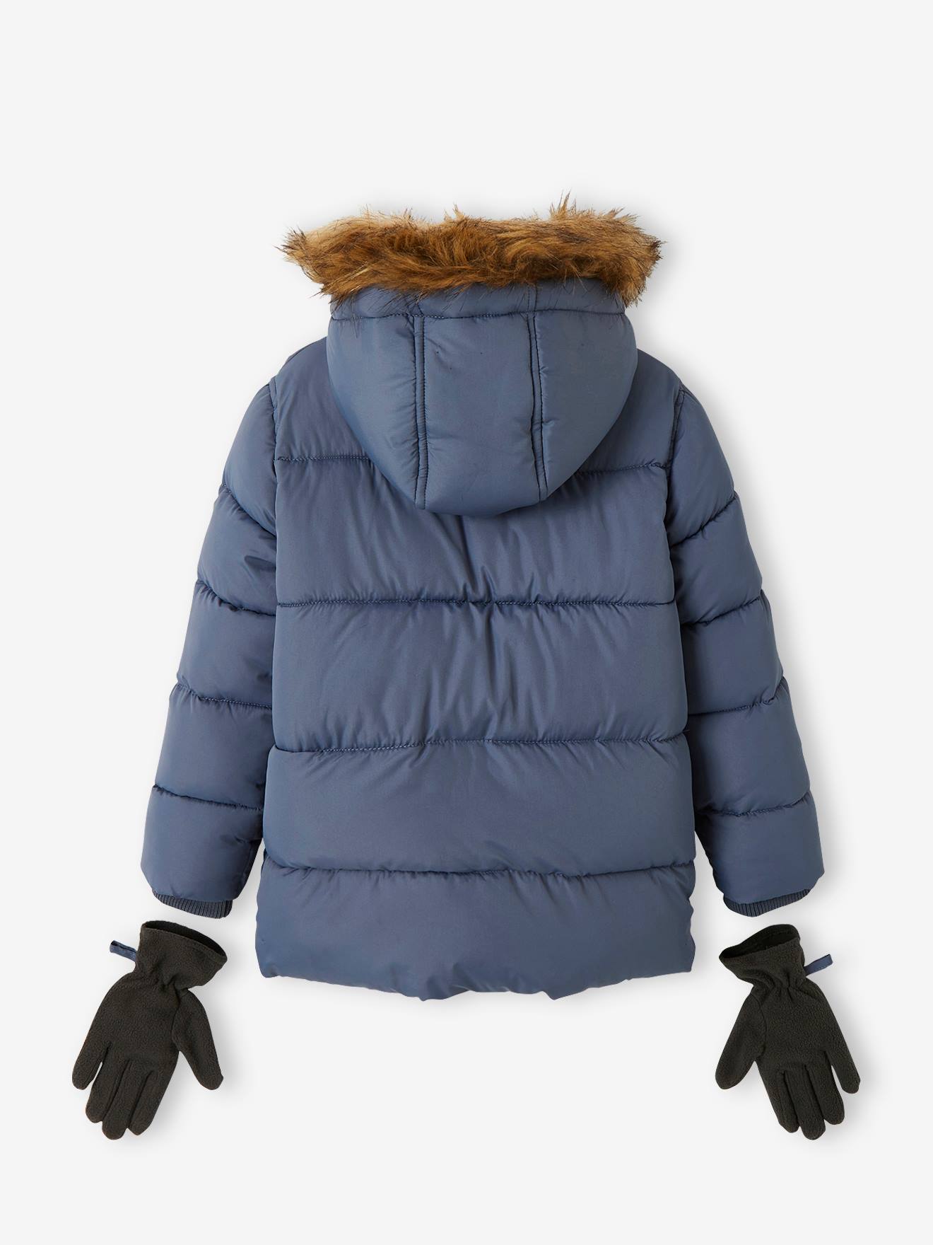 Vertbaudet Jungen Jacke & Handschuhe mit Recyclingmaterial - braun