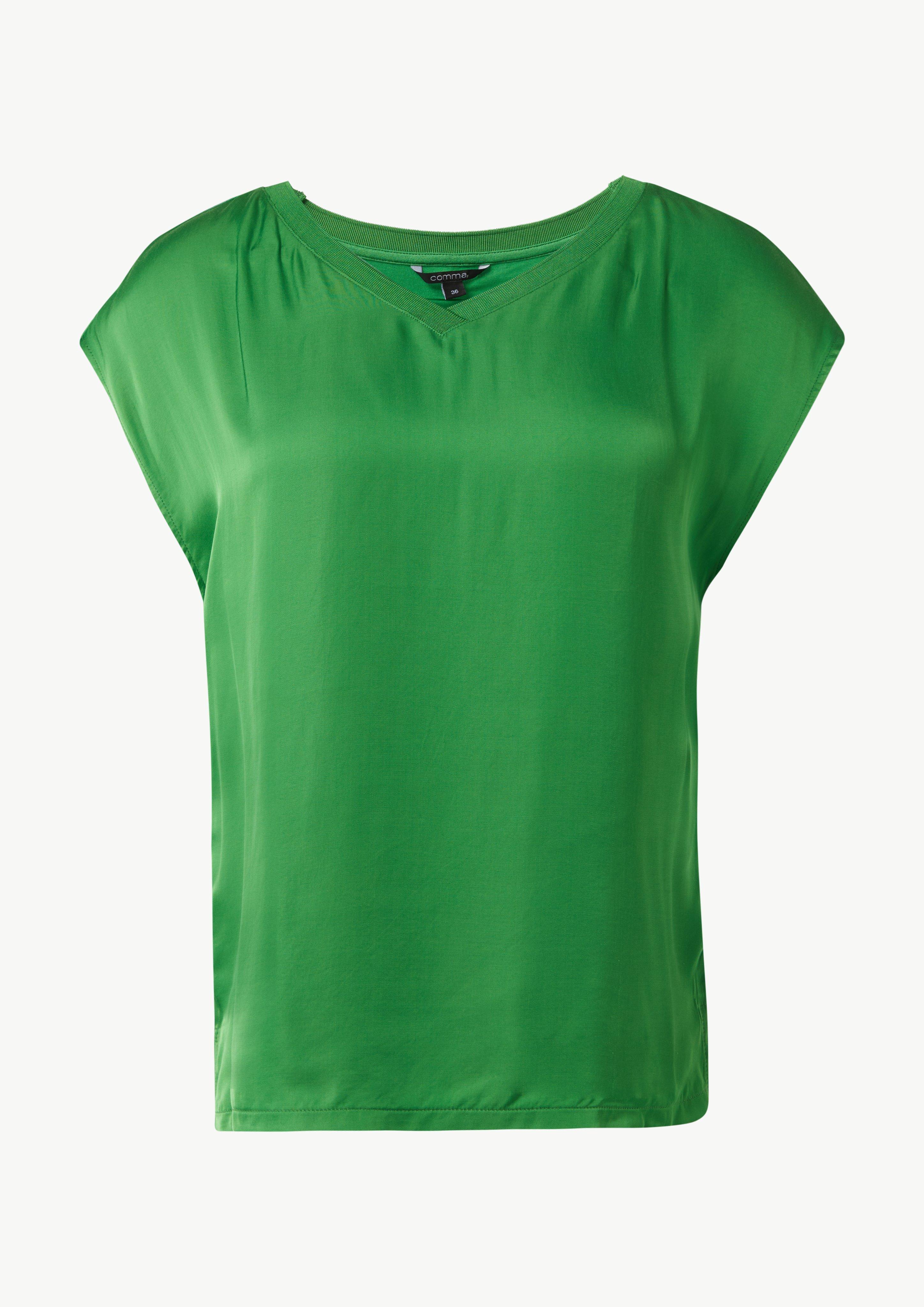 T-Shirt im Fabricmix mit Rippdetail - grün