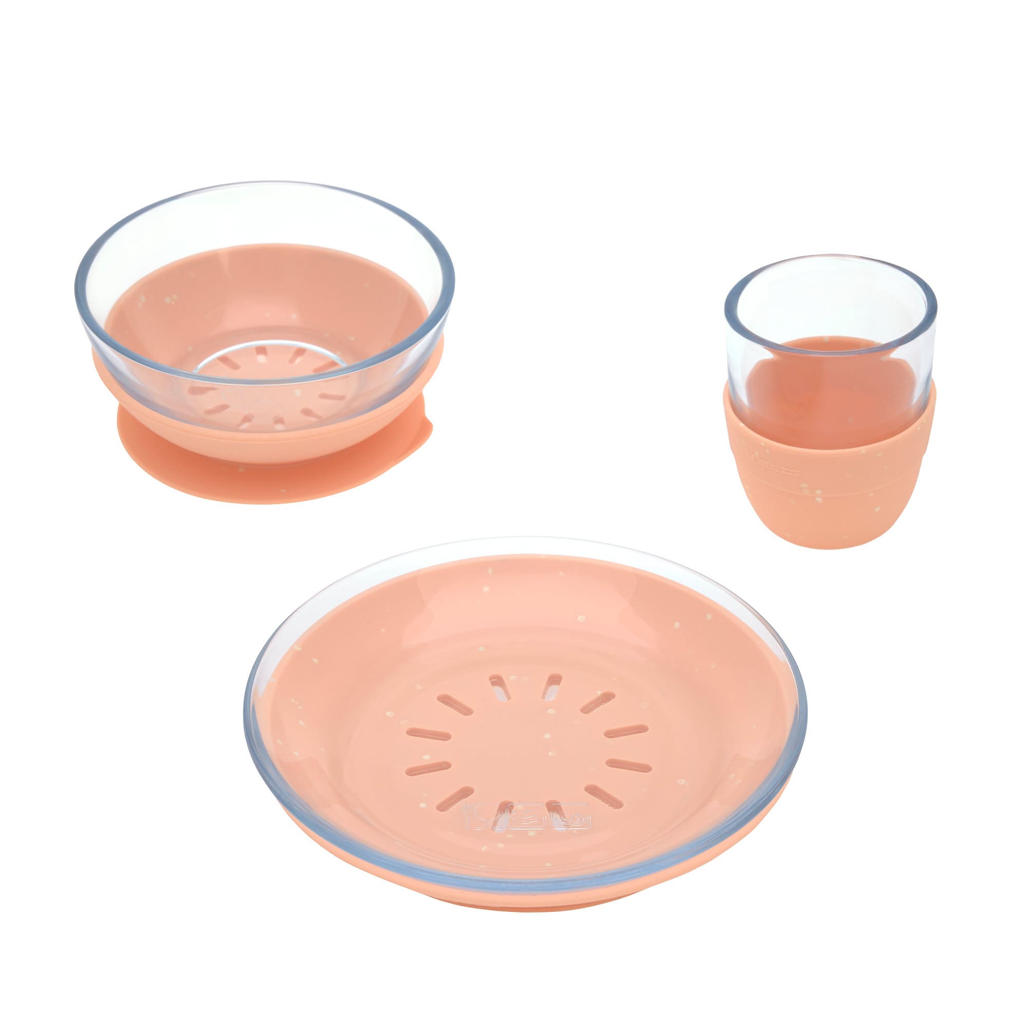 Kindergeschirr Set Glas (Becher Schüssel Teller), Orange