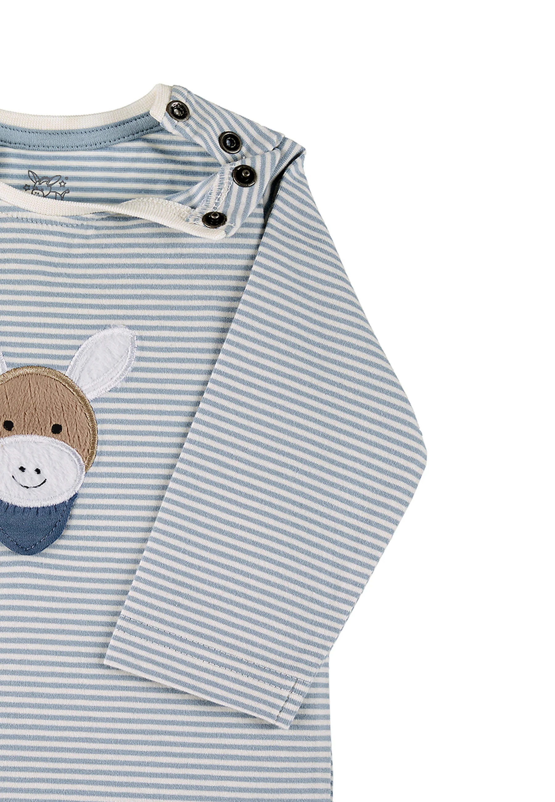 GOTS Langarm-Shirt Esel Emmi Stickerei, gestreift