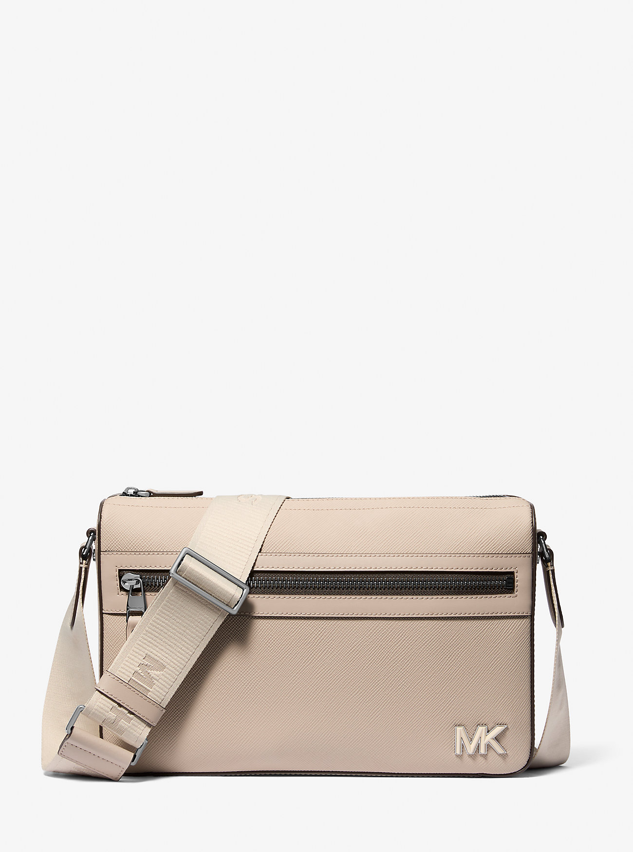 Edison Medium Saffiano Leather Messenger Bag - LIGHT SAND