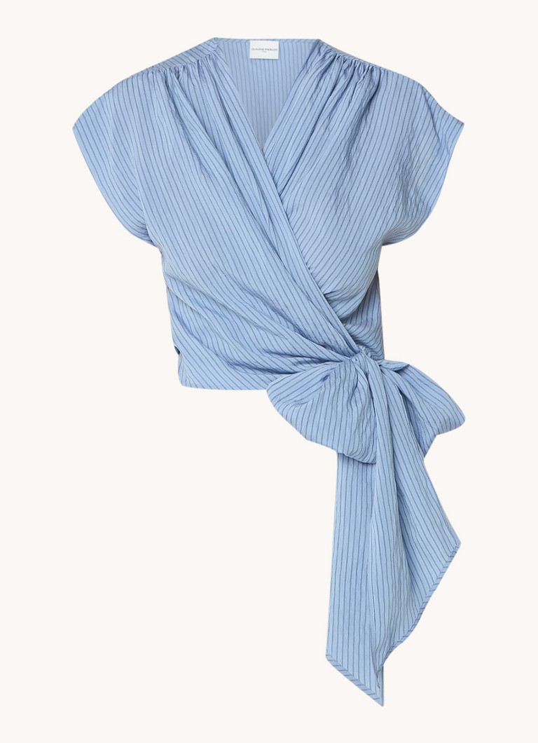 Claudie Pierlot Wrap top with stripe print and V-neck