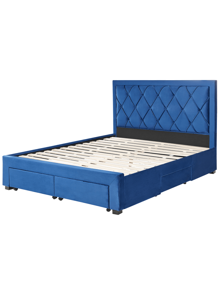 Beliani Doppelbett LIEVIN in Blau - (W) 165 x (H) 122 x (L) 217 cm günstig kaufen onesize